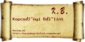 Kopcsányi Bálint névjegykártya