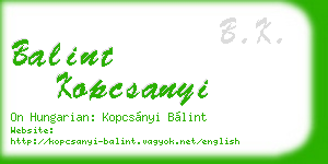 balint kopcsanyi business card
